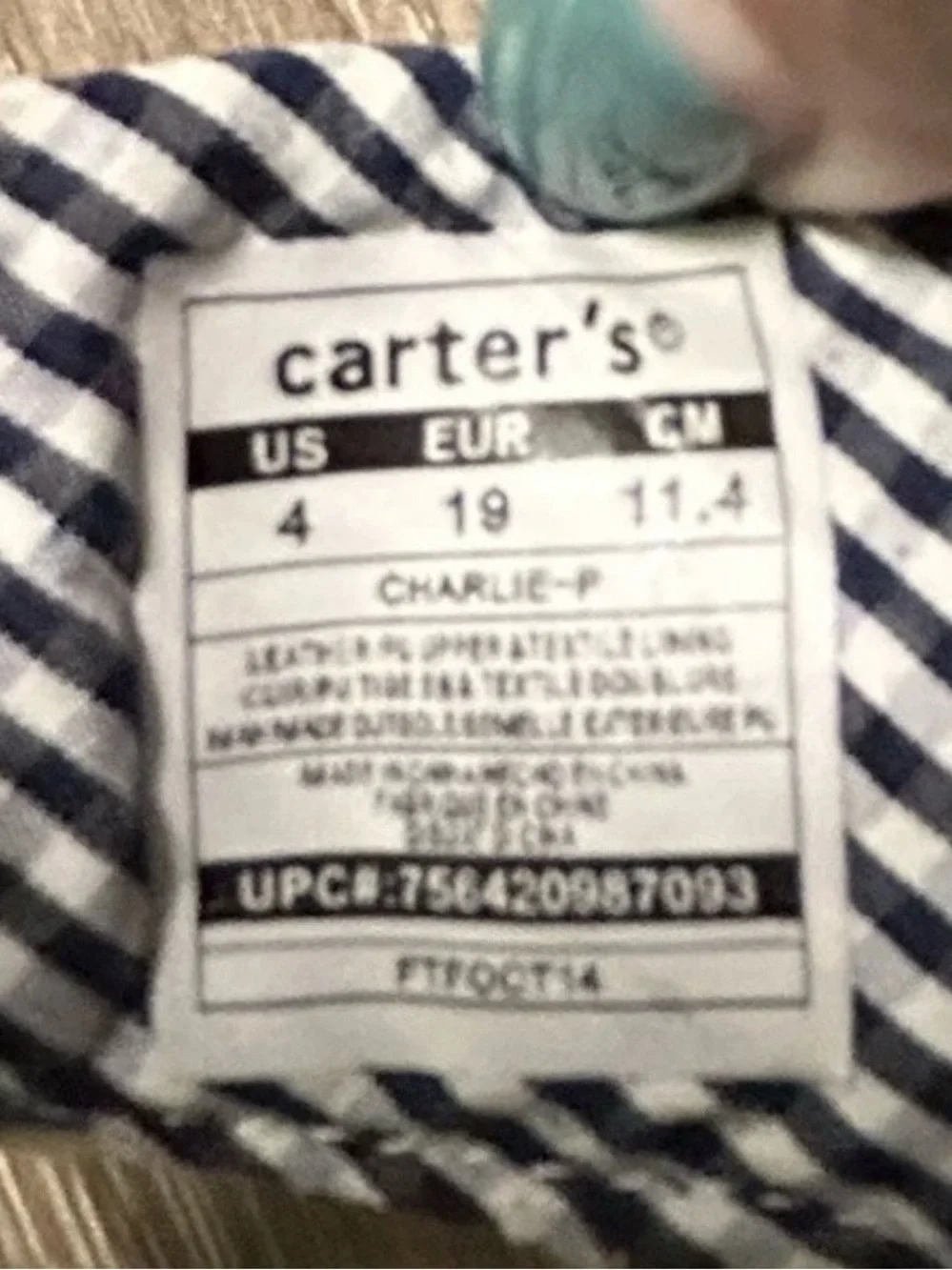 NWT Toddler Carter’s Grey Sneakers Easy On & Off Size 4